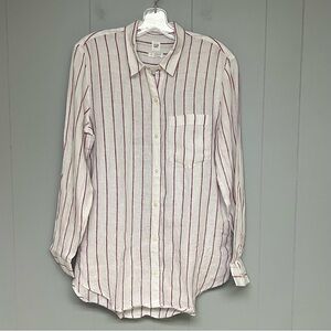 GAP Linen Boyfriend Shirt Stripe Small